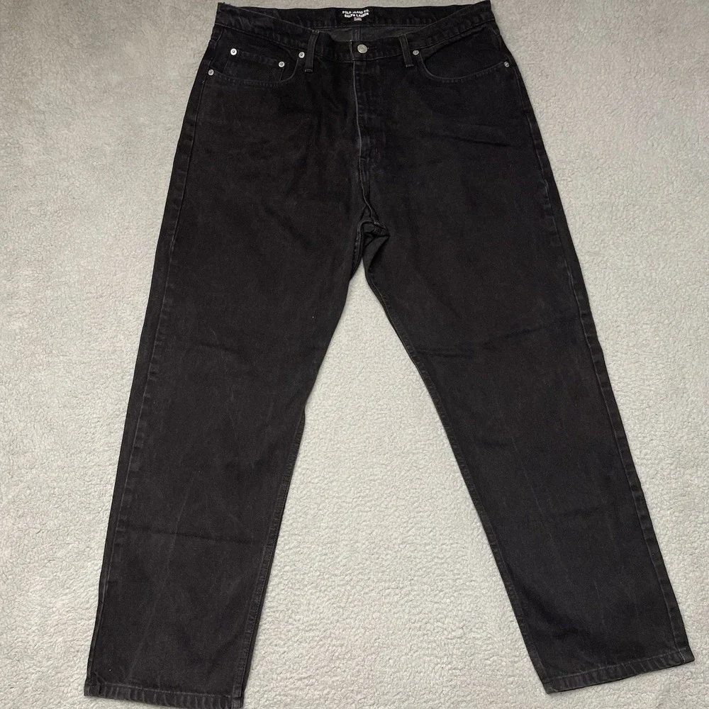 Vintage Polo Jeans Co Ralph Lauren Black Relaxed Wideleg Jeans 38x30 Fits 36x29